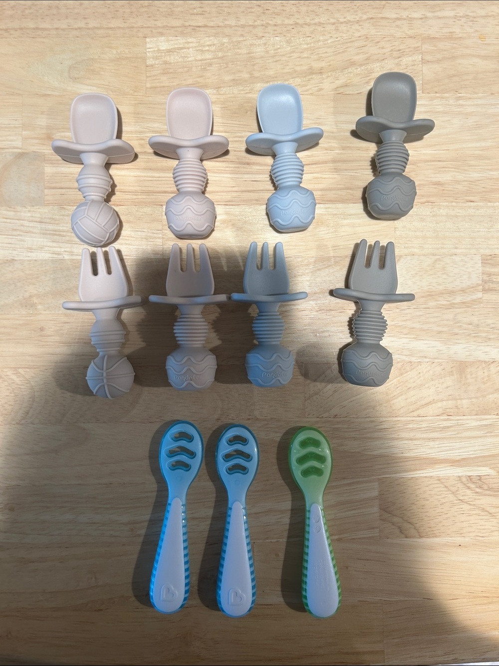Munchkin Silicone Baby Utensil Set - White, Tan, Gray, Blue, Green
